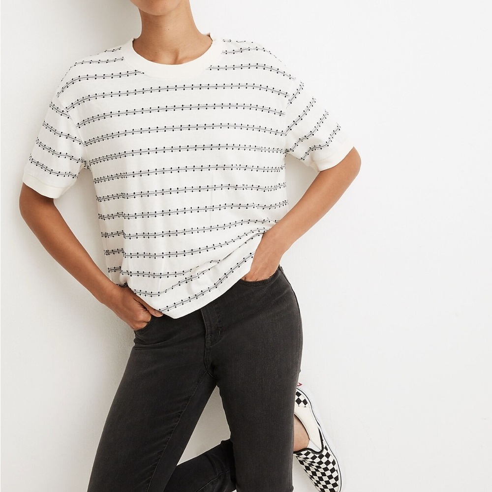 MADEWELL Everyday crop jacquard stripe EUC - Picture 1 of 6